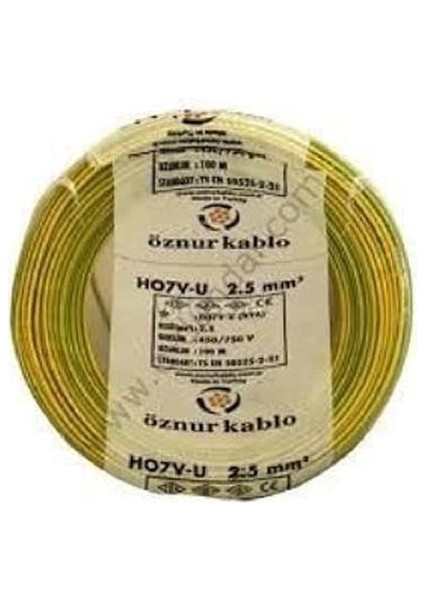 Kablo 2,5 Mm2 Nya Tek Damar Sarı Yeşil
