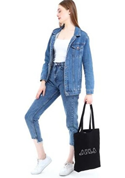 Minik Kediler Baskılı Siyah Kanvas 35x40 cm %100 Doğal Pamuk