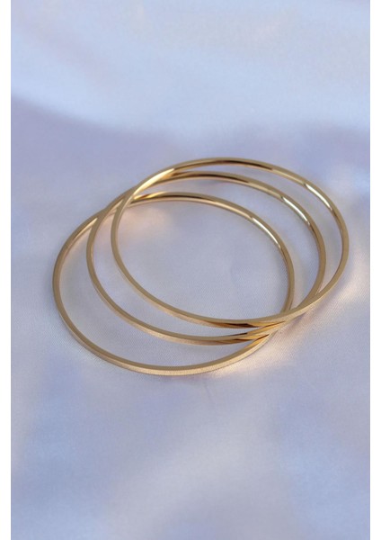 Gold Renk 3'lü Ajda Model Kadın 60 mm Bilezik