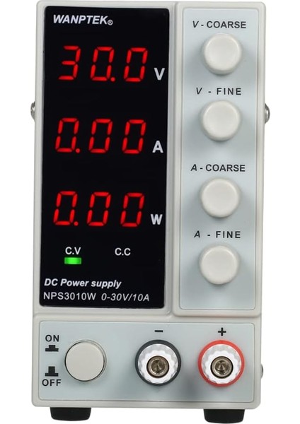 Wanptek NPS3010W 0-30V 0-10A Anahtarlamalı Dc Güç Kaynağı 3 Haneli Ekran LED Yüksek Hassasiyetli Ayarlanabilir Mini Güç Kaynağı Ac 115V/230V 50/60Hz Voltaj ve Akım Düzenlemeli Çift Çıkış