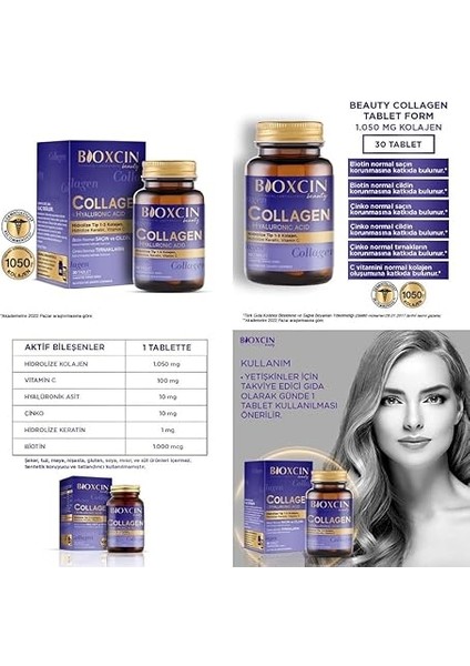 Beauty Collagen 30 Tablet - Tip1 Tip 3 Hidrolize Kolajen 3 Al 2 Öde fiyatları