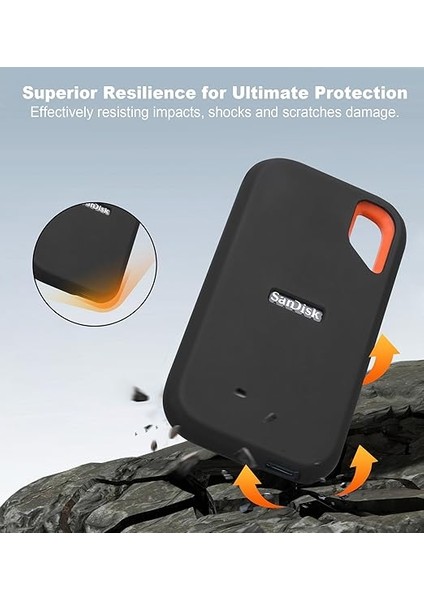 Silicone Taşıma Çantası Için Sandisk Extreme Portable SSD 500GB 1tb 2tb 4tb 8tb External Solid State Drive, Silikon Koruyucu Kılıf Için Sandisk Ssd, Seyahat Poşeti Depolama Çantası, Siyah modelleri