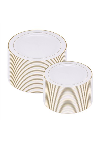 QuirkyQuar Altın Plastik Tabaklar - 25 Akşam Yemeği Tabakları ve 25 Salata Tabakları Parti Plastik Tabaklar Parti Için Tek Kullanımlık Tabaklar (Yurt Dışından)