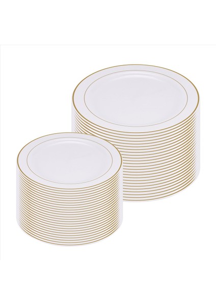 QuirkyQuar Altın Plastik Tabaklar - 25 Akşam Yemeği Tabakları ve 25 Salata Tabakları Parti Plastik Tabaklar Parti Için Tek Kullanımlık Tabaklar (Yurt Dışından) fiyatları