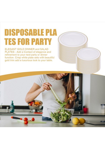 QuirkyQuar Altın Plastik Tabaklar - 25 Akşam Yemeği Tabakları ve 25 Salata Tabakları Parti Plastik Tabaklar Parti Için Tek Kullanımlık Tabaklar (Yurt Dışından) indirimleri