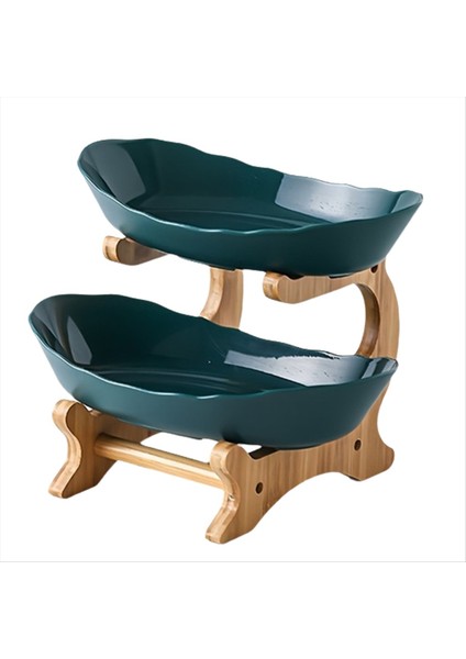 QuirkyQuar Meyve Tabağı, Oturma Odası Mutfak Atıştırmalık Tabak, Modern Kurutulmuş Meyve Tabağı Stand Kek Stand, Meyve Sepeti Yeşil Çift Kat (Yurt Dışından)