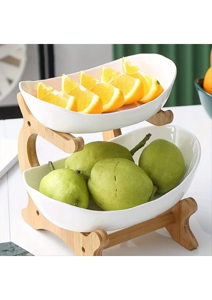QuirkyQuar Meyve Tabağı, Oturma Odası Mutfak Atıştırmalık Tabak, Modern Kurutulmuş Meyve Tabağı Stand Kek Stand, Meyve Sepeti Yeşil Çift Kat (Yurt Dışından) fiyatları