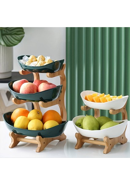 QuirkyQuar Meyve Tabağı, Oturma Odası Mutfak Atıştırmalık Tabak, Modern Kurutulmuş Meyve Tabağı Stand Kek Stand, Meyve Sepeti Yeşil Çift Kat (Yurt Dışından) modelleri