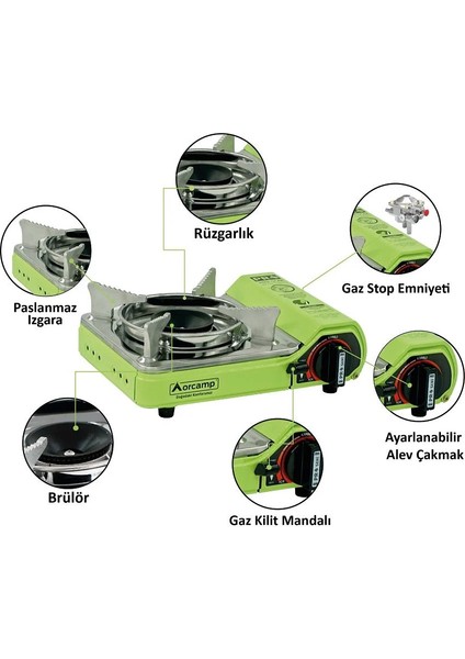 Tekli Çantalı Mini Portatif Ocak - Orcamp - Yeşil (CK-506) fırsatları