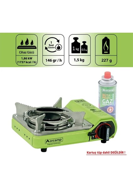 Tekli Çantalı Mini Portatif Ocak - Orcamp - Yeşil (CK-506) indirimleri