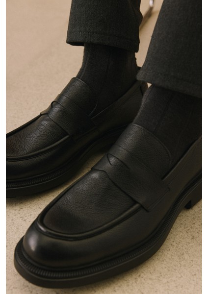 , Erkek Hakiki Deri Ayakkabı 153986Z4337 Siyah modelleri