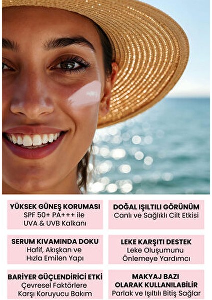 Glow Shield SPF 50+ Leke Karşıtı Güneş Serumu Tüm Cilt Tipleri İçin 50 ml