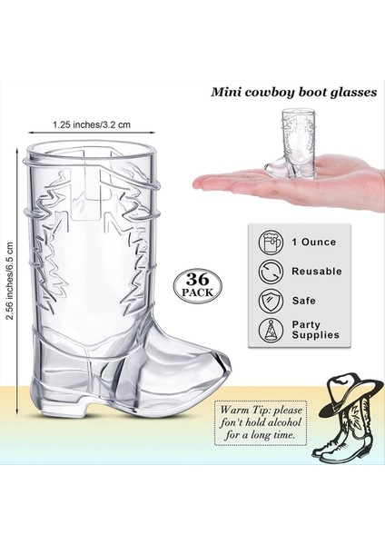QuirkyQuar 36 Adet 1 Oz Berrak Kovboy Gözlükleri Mini Kovboy Bot Atış Gözlükleri Plastik Batı Kovboy Gözlükleri Şeffaf (Yurt Dışından) fiyatları