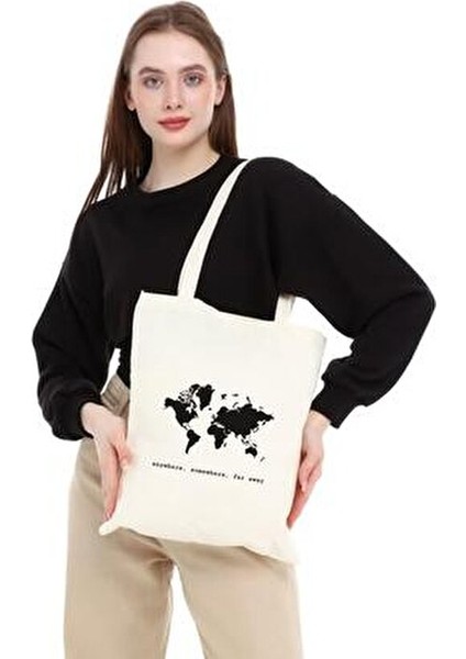 Anywhere Somewhere Far Away Baskılı Bej Ham Bez 35x40 cm indirimleri