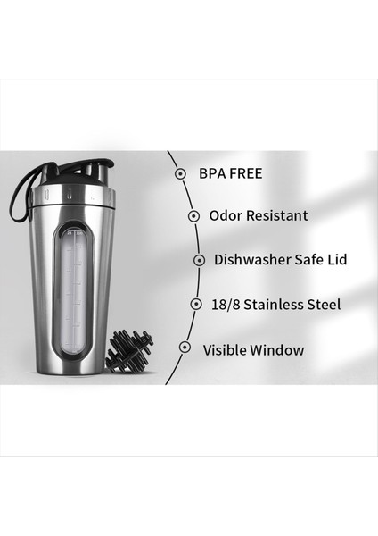 QuirkyQuar Protein Karışımları Için Shaker Şişeleri Paslanmaz Çelik Protein Tarak Soğuk/sıcak, Görünür Pencere Metal Shaker Cups-A (Yurt Dışından) indirimleri