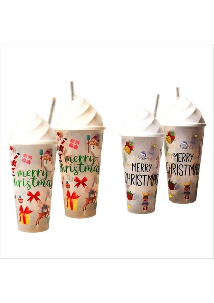 QuirkyQuar 4pc Noel Kapasitesi Şeffaf Su Kupası Noel Serisi Meyve Serisi Noel Için Parti Kupası (Yurt Dışından)