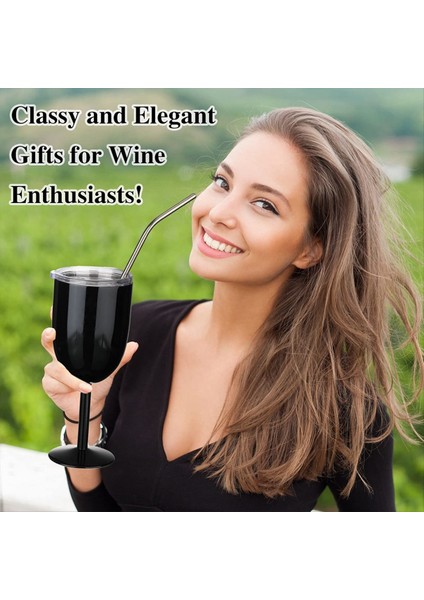 QuirkyQuar Köklü Paslanmaz Çelik Şarap Bardakları ile Kapak Çift Duvar Yalıtılmış Şarap Bardak Kırılamaz Kadehler Şarap Bardakları 10OZ A (Yurt Dışından) modelleri