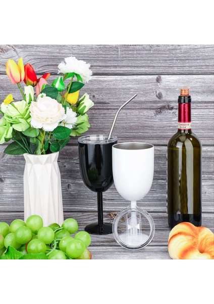 QuirkyQuar Köklü Paslanmaz Çelik Şarap Bardakları ile Kapak Çift Duvar Yalıtılmış Şarap Bardak Kırılamaz Kadehler Şarap Bardakları 10OZ A (Yurt Dışından) indirimleri