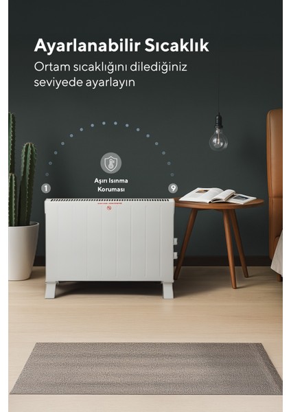 Beyaz Konvektör Konveksiyonel Isıtıcı 2500W HC-2947