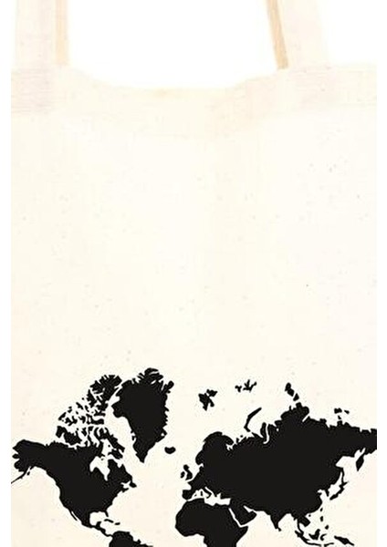 Anywhere Somewhere Far Away Baskılı Bej Ham Bez 35x40 cm