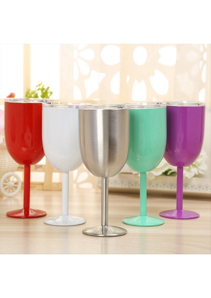 QuirkyQuar Şarap Bardağı Paslanmaz Çelik Çift Katmanlı Kadeh Renk Büyük Kapasiteli Bardak Dirençli Şarap Fincanı Siyah (Yurt Dışından) fırsatları