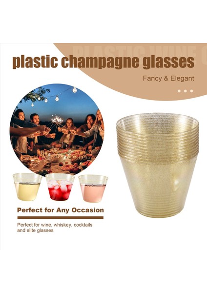 QuirkyQuar Altın Plastik Bardak Tek Kullanımlık Su Bardağı Altın Toz 90 Oz Fincan Tatlı Bardak Köpüğü Bardak Düğün Sofra Dekorasyonu (Yurt Dışından) fırsatları