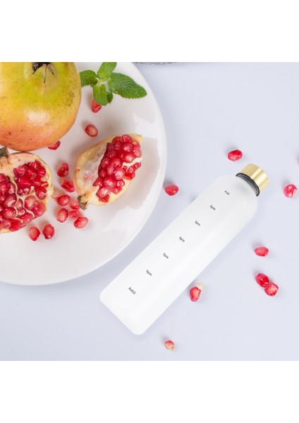 QuirkyQuar Plastik Uzay Kupası Büyük Kapasiteli Şeffaf Buzlu Su Kişisi Bakır Kapak Su Şişesi Zaman Işareti 1000ML Beyaz (Yurt Dışından) fiyatları