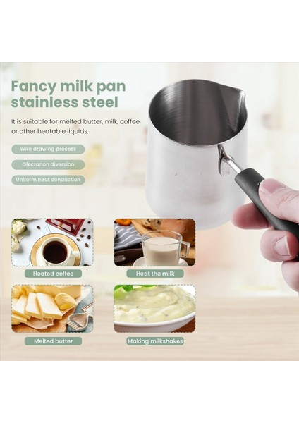 QuirkyQuar 350ML Süt Tereyağı Isıtıcı Tencere, Türk Kahve Potu, Paslanmaz Çelik Ocak Eritme Tenceresi Çay, Isıtma (Yurt Dışından) indirimleri