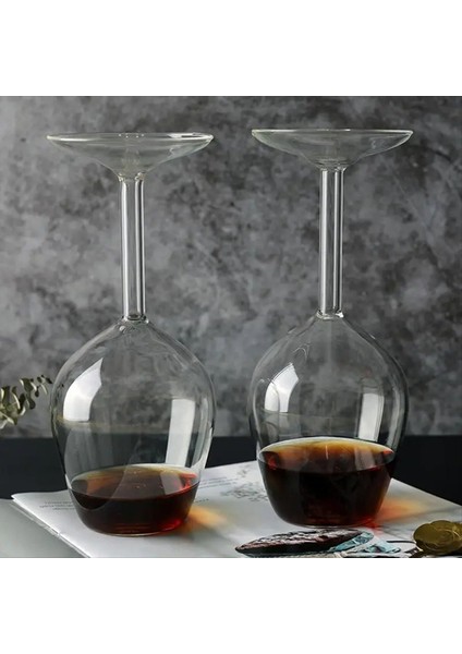 QuirkyQuar 14FL Oz Baş Aşağı Kokteyl Cam Baş Aşağı Martini Cam Şarap Bardağı Benzersiz Eğlence Baş Aşağı Şarap Bardağı Ters 2 Adet (Yurt Dışından)