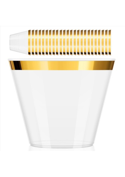 QuirkyQuar Altın Plastik Bardak 9 Oz Tek Kullanımlık Bardak Plastik Şarap Cam Parti Fincanları Partiler Için Şeffaf Plastik Bardak (Yurt Dışından) modelleri