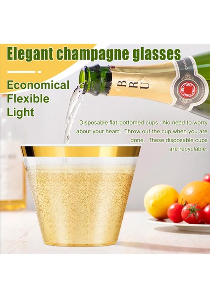 QuirkyQuar Altın Plastik Bardak 9 Oz Tek Kullanımlık Bardak Plastik Şarap Cam Parti Fincanları Partiler Için Şeffaf Plastik Bardak (Yurt Dışından) indirimleri