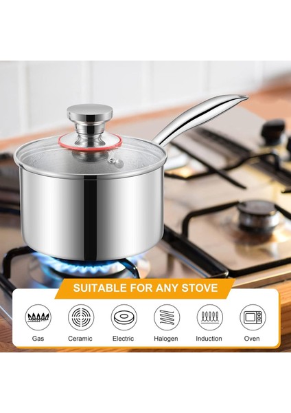 QuirkyQuar 1 Qt Tenceresi, Cam Kapaklı Paslanmaz Çelik Süt Sosu Tavası, Yemek Pişirme Için Mutfak Indüksiyon Tenceresi (Yurt Dışından) modelleri