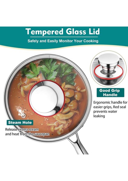 QuirkyQuar 1 Qt Tenceresi, Cam Kapaklı Paslanmaz Çelik Süt Sosu Tavası, Yemek Pişirme Için Mutfak Indüksiyon Tenceresi (Yurt Dışından) fırsatları