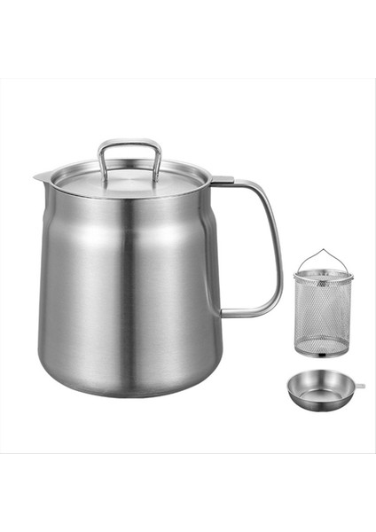 QuirkyQuar Yağ Pot 2l, Yağ Pot Paslanmaz Çelik Büyük Kapasiteli Yağ Fritöz ve Filtre Kupası Combo Mutfak Için Çok Yönlü Yağ Filtresi (Yurt Dışından)