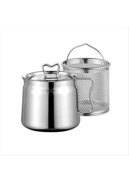 QuirkyQuar Yağ Tenceresi, Yağ Tenceresi Paslanmaz Çelik Büyük Kapasiteli Yağ Friteri ve Filtre Kupası Combo Mutfak 1.5l Için Çok Yönlü Yağ Filtresi (Yurt Dışından)