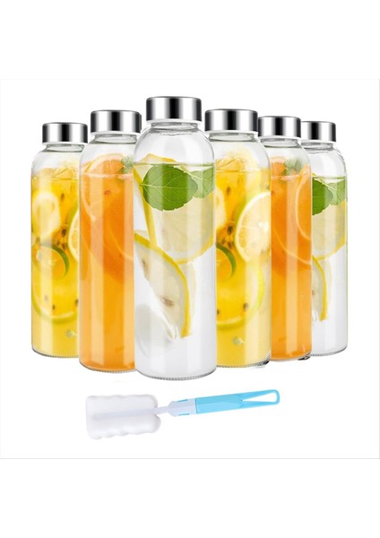 QuirkyQuar Buzdolabı Için 18 Oz, Yeniden Kullanılabilir Şeffaf Cam Su Şişeleri Için Kapaklı Kapaklı Cam Meyve Suyu Şişeleri Buzdolabı Için Hava Geçirmez Kapak (Yurt Dışından)