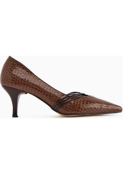 Riyam Kahve Kroko Desenli Kadın Stiletto Ayakkabı fiyatları