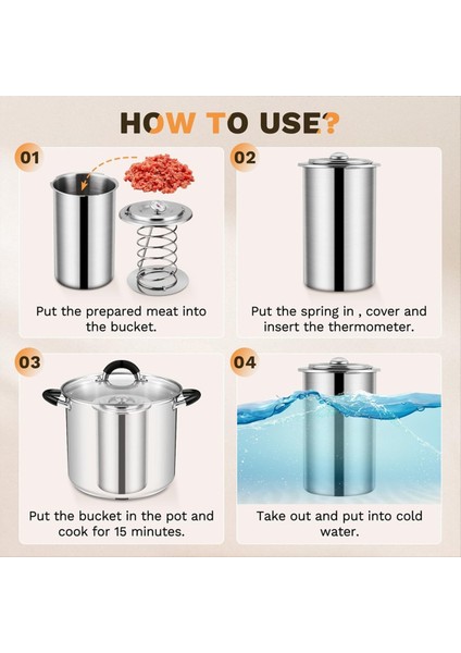 QuirkyQuar Basınçlı Ham Maker, Paslanmaz Çelik Et Termometre ile Ev Yapımı Sizat Yapmak Için Pres (Yurt Dışından) modelleri