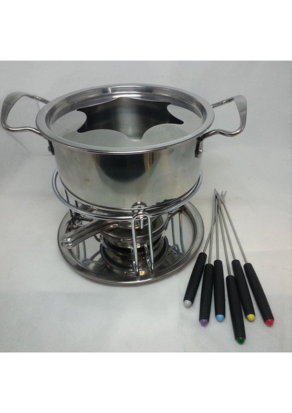 QuirkyQuar Fondue Pot Seti Fondu Tenceresi Multipurpoise Dış Mekan Kampı 6 Çubuk Paslanmaz Çikolata Peynir Fondu Tenceresi (Yurt Dışından) modelleri