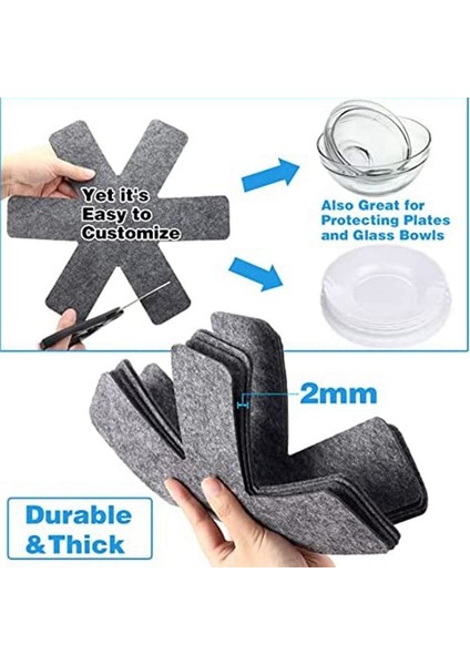 QuirkyQuar 20 Saksı Tavası Koruyucu, 5 Boyutta Gri Keçe Tava ve Tava Ayırıcı Pedleri, Kaymaz Tava Bölücü Pedleri (Yurt Dışından) fiyatları