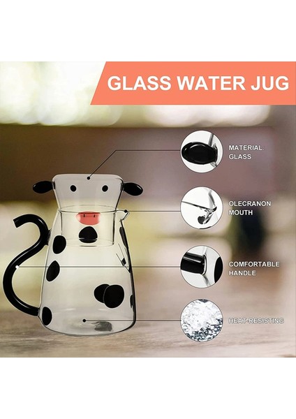 QuirkyQuar Cam Su Kara Kazan Seti ile Set Güzel Karikatür Inek Soğuk Su Isıtıcısı Çiçekli Çaydanlık Teneke Kutu Sütü Buzlu Içecek Şişesi, Küçük (Yurt Dışından) fiyatları