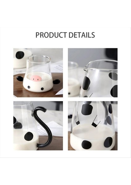 QuirkyQuar Cam Su Kara Kazan Seti ile Set Güzel Karikatür Inek Soğuk Su Isıtıcısı Çiçekli Çaydanlık Teneke Kutu Sütü Buzlu Içecek Şişesi, Küçük (Yurt Dışından) modelleri