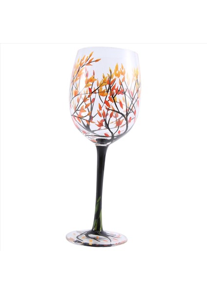 QuirkyQuar 1pcs Sıcak -Aynlı Ağaç Şarap Bardağı - Sonbahar Renkleri - Kırmızı, Sarı, Turuncu - El Boyalı Yapraklar - Sonbahar Yaprağı (Yurt Dışından) fiyatları