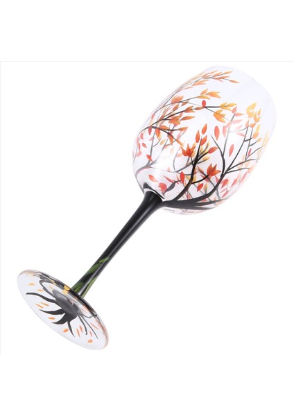 QuirkyQuar 1pcs Sıcak -Aynlı Ağaç Şarap Bardağı - Sonbahar Renkleri - Kırmızı, Sarı, Turuncu - El Boyalı Yapraklar - Sonbahar Yaprağı (Yurt Dışından) modelleri