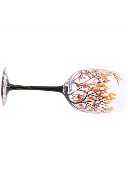 QuirkyQuar 1pcs Sıcak -Aynlı Ağaç Şarap Bardağı - Sonbahar Renkleri - Kırmızı, Sarı, Turuncu - El Boyalı Yapraklar - Sonbahar Yaprağı (Yurt Dışından) fırsatları