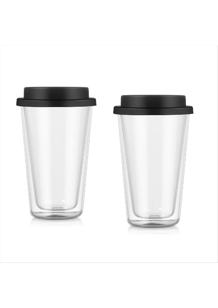 QuirkyQuar 2 Paket Silikon Kapaklı Çift Duvarlı Cam Kahve Kupaları, 12 Oz /350ML Yalıtımlı Içme Kahve Fincanı, Bulaşık Makinesi Kasası (Yurt Dışından) fiyatları