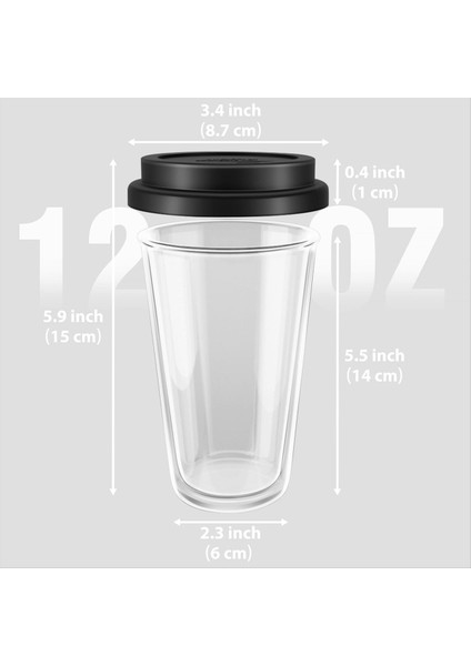 QuirkyQuar 2 Paket Silikon Kapaklı Çift Duvarlı Cam Kahve Kupaları, 12 Oz /350ML Yalıtımlı Içme Kahve Fincanı, Bulaşık Makinesi Kasası (Yurt Dışından) modelleri