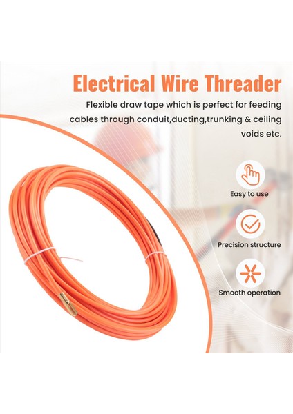 QuirkyQuar 4mm 15 Metre Turuncu Kılavuz Cihazı Naylon Elektrikli Kablo Itme Çekme Kanalı Yılan Rodder Balık Bandı Teli (Yurt Dışından) fırsatları