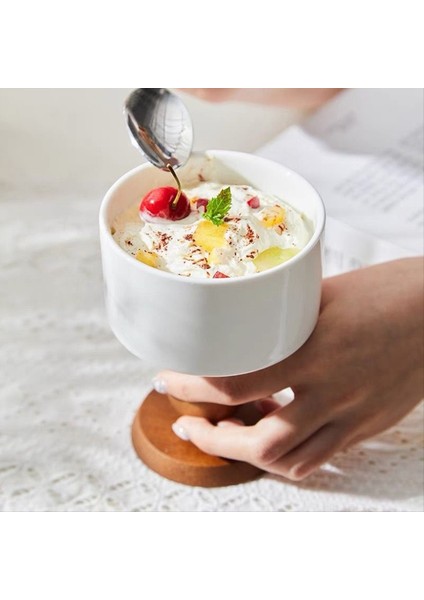 QuirkyQuar Seramik Tatlı Kaseler Retro Seramik Goblet Fransız Dondurma Fincan Puding Tatlı Kase Zarif Tasarım Partiler Için Siyah (Yurt Dışından) fiyatları