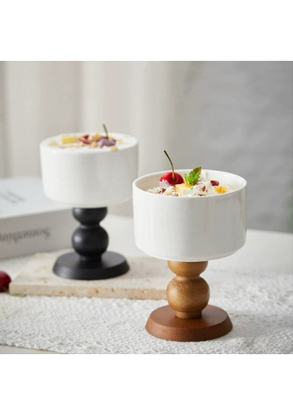 QuirkyQuar Seramik Tatlı Kaseler Retro Seramik Goblet Fransız Dondurma Fincan Puding Tatlı Kase Zarif Tasarım Partiler Için Siyah (Yurt Dışından) indirimleri